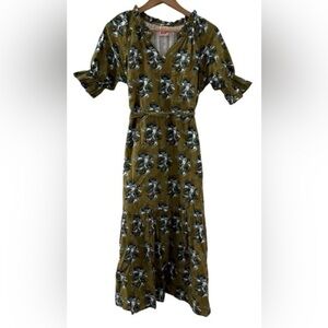 Victoria Dunn Olive Floral Long Sleeve Dress
